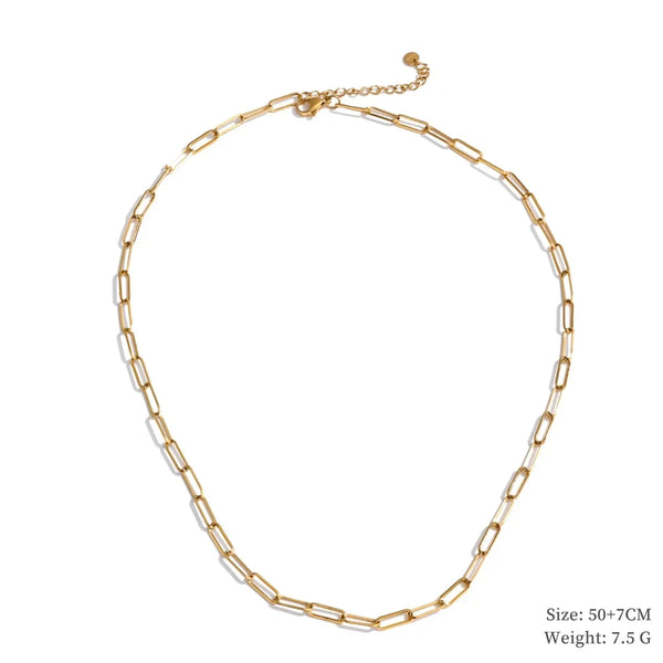Gold chain necklace on a white background