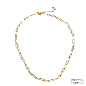Gold chain necklace on a white background