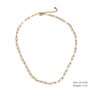 Gold chain necklace on a white background