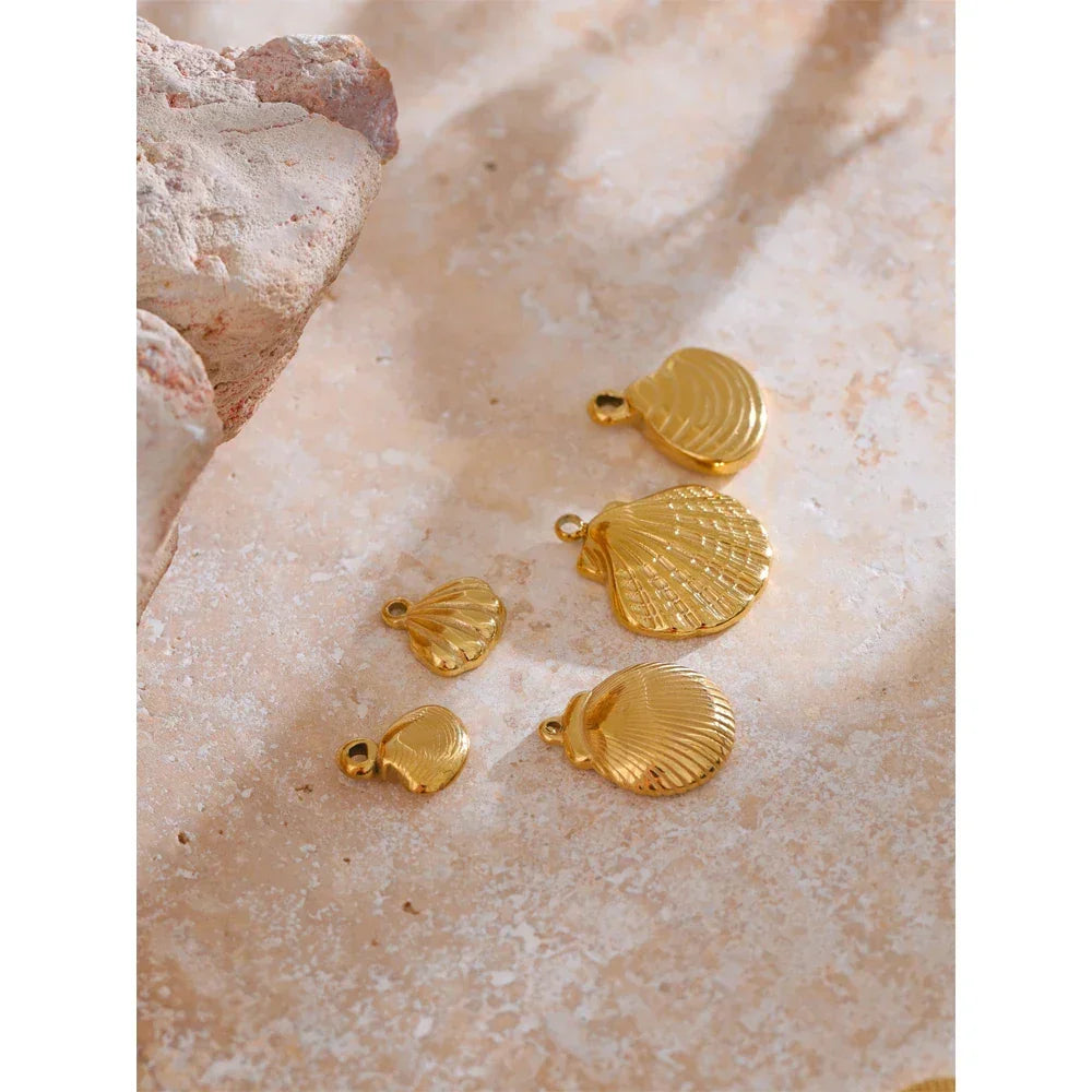 1PC 2024 Summer Ocean Shell Starfish Seahorse Conch Stainless Steel Pendant DIY Making Accessories Handmade Necklace Gift