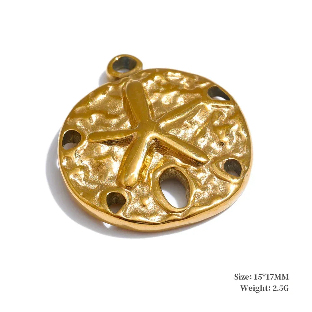 1PC 2024 Summer Ocean Shell Starfish Seahorse Conch Stainless Steel Pendant DIY Making Accessories Handmade Necklace Gift