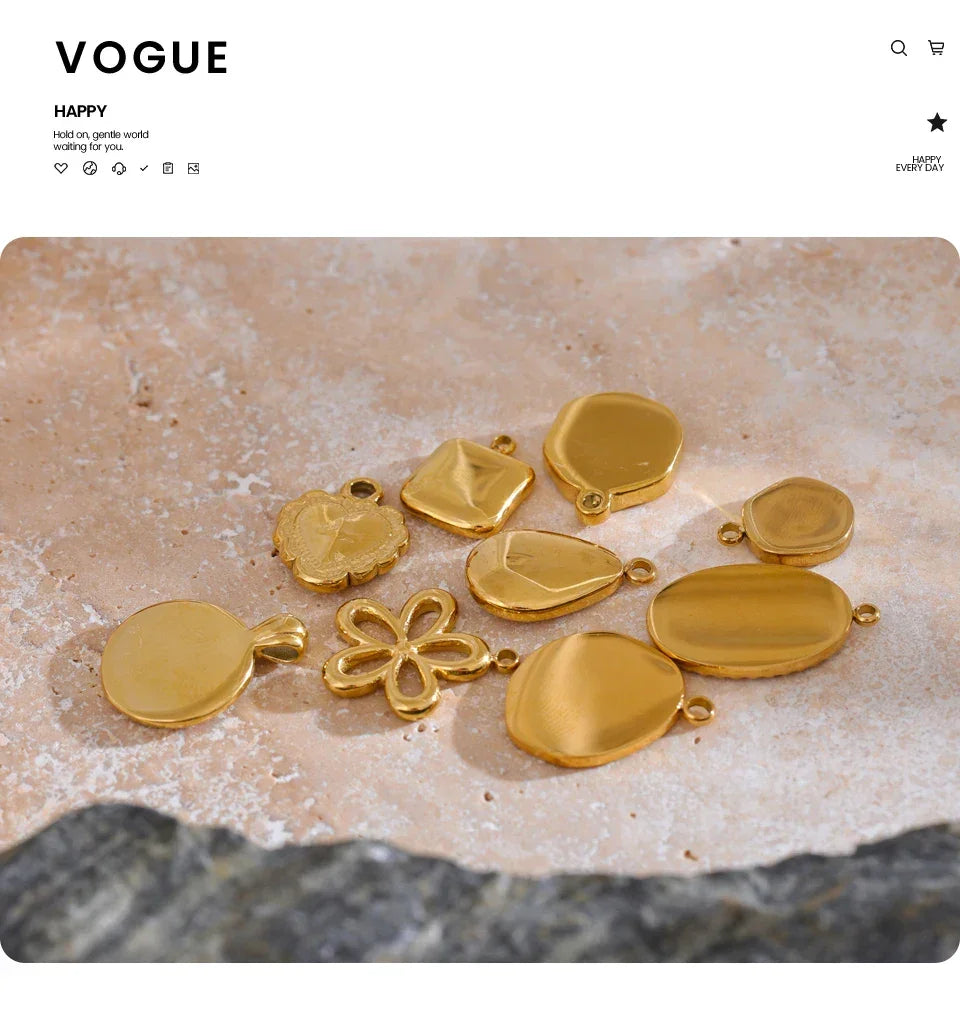 Trendy Stainless Steel Metal Heart Flower Avocado Golden Drop Necklace Bracelet DIY Pendants Accessories Making Waterproof