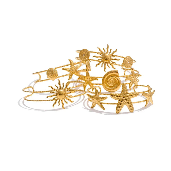 Gold Sea Life Cuff Bracelet