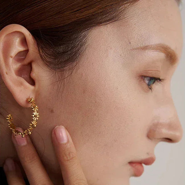 Floral Radiance Round Earrings - TM & Co. Jewels