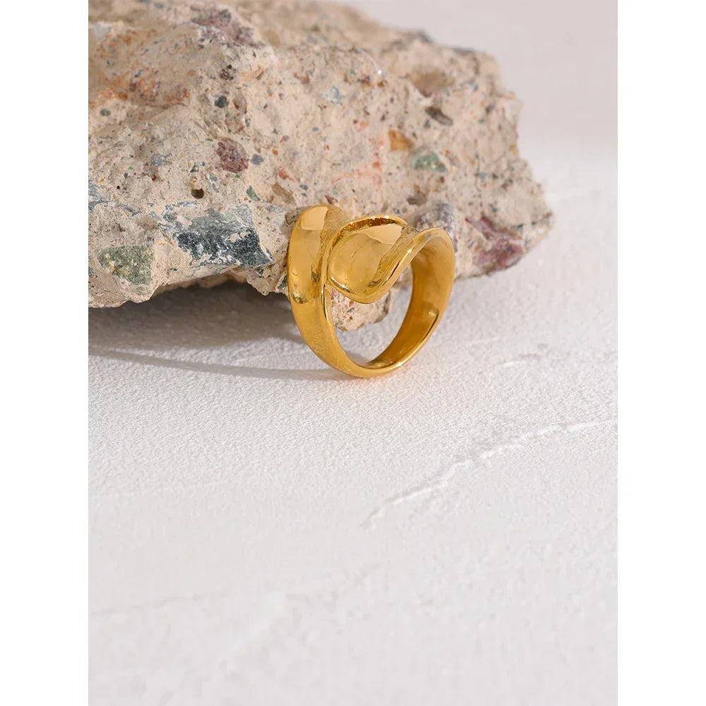 Golden Horizon Stainless Steel Statement Ring - TM & Co. Jewels