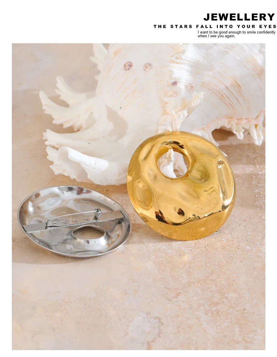 Yhpup 65 mm personalisierte Brosche aus Edelstahl, große runde Hammer-Brosche, wasserdicht, Unisex-Schmuckzubehör für Männer und Frauen