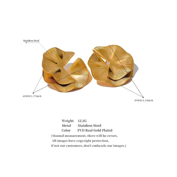 Golden Petal Statement Studs - TM & Co. Jewels