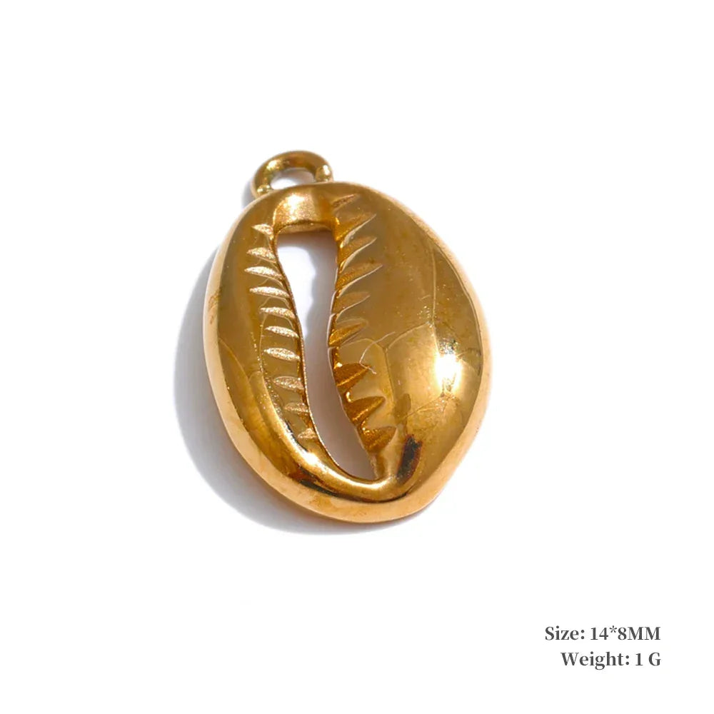 1PC 2024 Summer Ocean Shell Starfish Seahorse Conch Stainless Steel Pendant DIY Making Accessories Handmade Necklace Gift