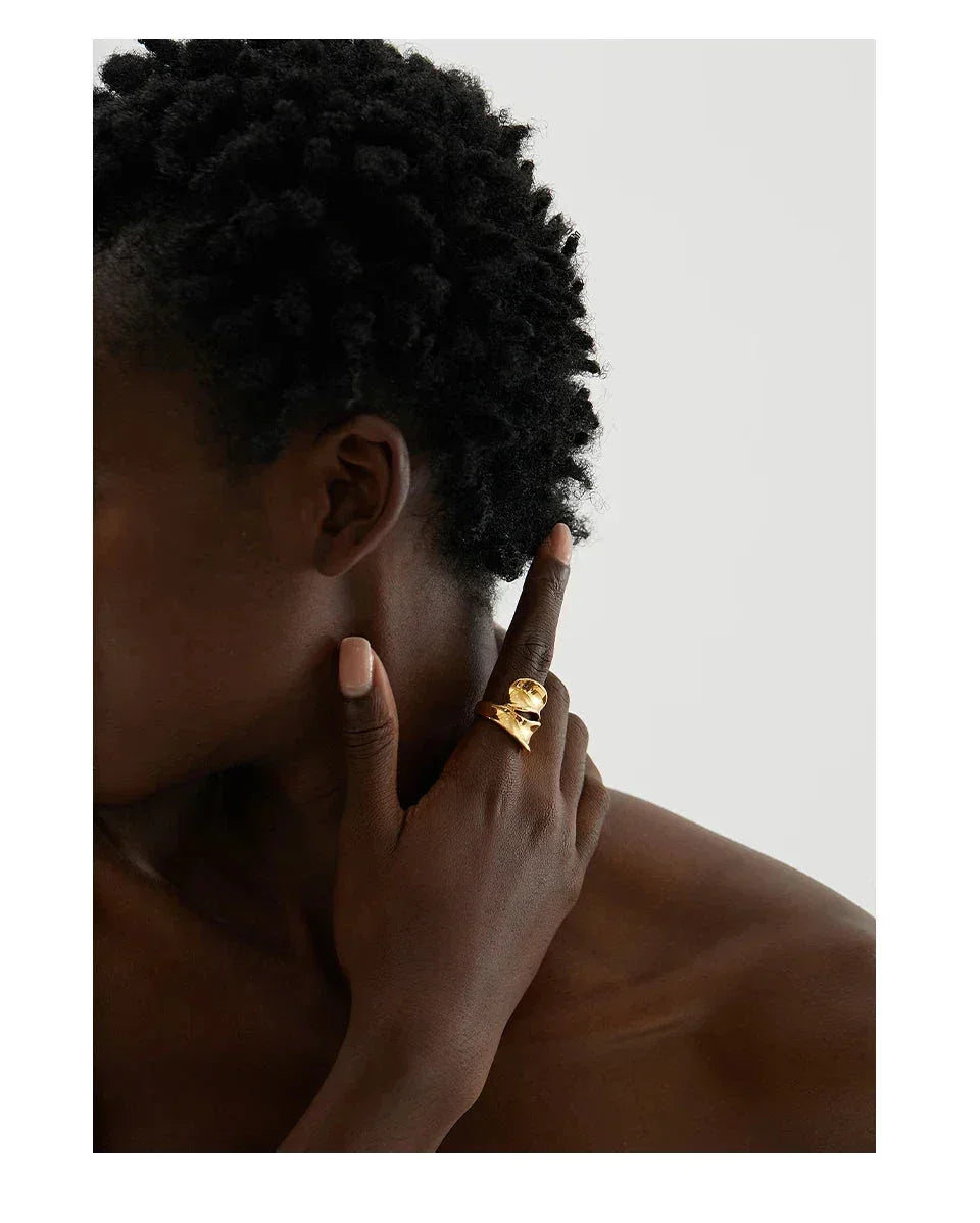 Golden Horizon Stainless Steel Statement Ring - TM & Co. Jewels
