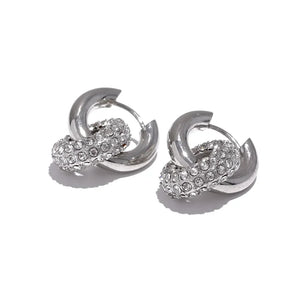 Sterling silver hoop earrings with crystal pave detailing, elegant everyday jewelry