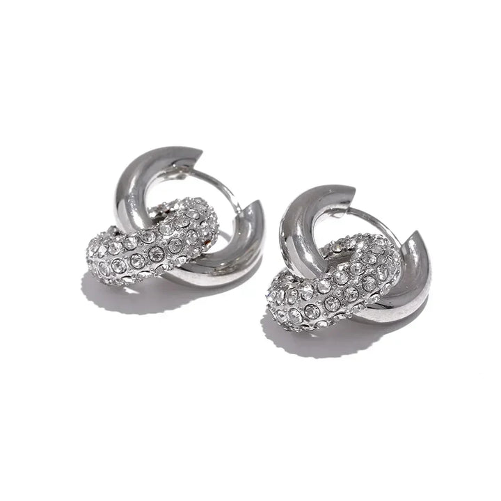 Sterling silver hoop earrings with crystal pave detailing, elegant everyday jewelry