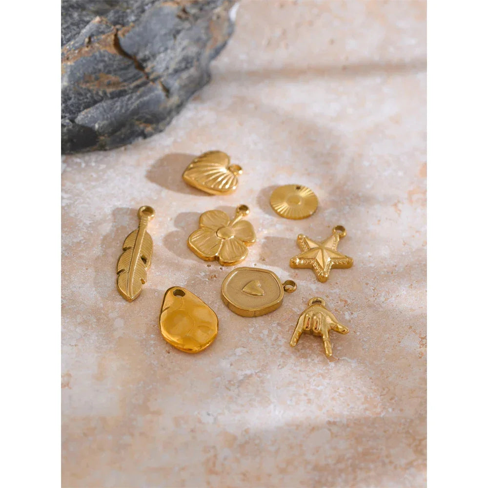 Metal Leaf Flower Star Palm Golden Drop Handmade DIY Stainless Steel Casting Jewelry Accessories