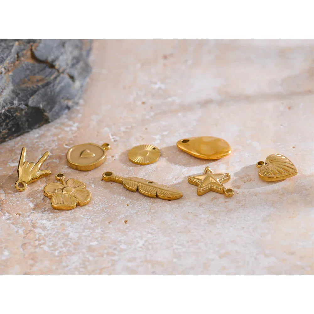 Metal Leaf Flower Star Palm Golden Drop Handmade DIY Stainless Steel Casting Jewelry Accessories