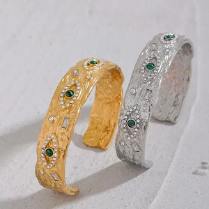Whimsical Eyes Gold Bangle - TM & Co. Jewels