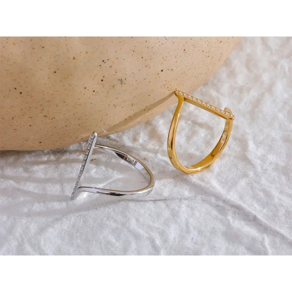 Twisted Elegance Stainless Steel CZ Ring - TM & Co. Jewels