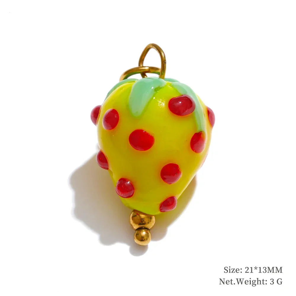 Cute Enamel Enamel Star Flower Cherry Strawberry DIY Accessories Charm Pendants for Necklace Bracelet Earrings Making