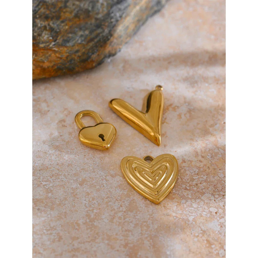 New Stainless Steel Heart Round Lock Charms Cast Pendants Accessories DIY Jewelry Making Necklace Bracelet Wholesale