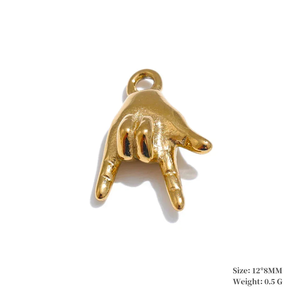 Trendy Stainless Steel Metal 18k Gold PVD Plated Waterproof Conch Shell Ocean Palm Charm Accessories DIY Jewelry