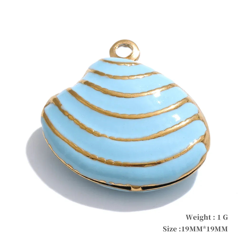 Colorful Enamel Heart Shell Stainless Steel Y2K DIY Making Accessories Handmade Jewelry Wholesale Waterproof