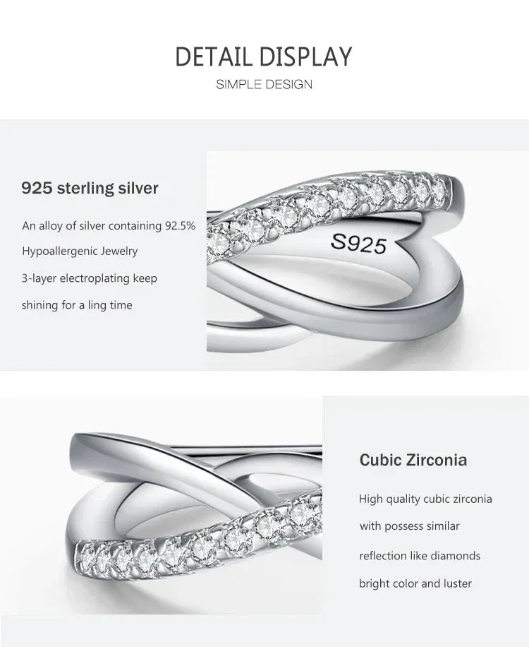 Graceful Crossline Sparkle Ring - TM & Co. Jewels