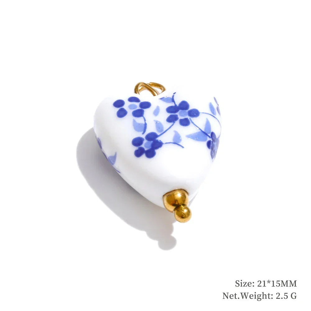 1PC Fashion Enamel Fish Turtle Flower Insect Stainless Steel Charm DIY Accessories Making Necklace Bracelet Jewelry