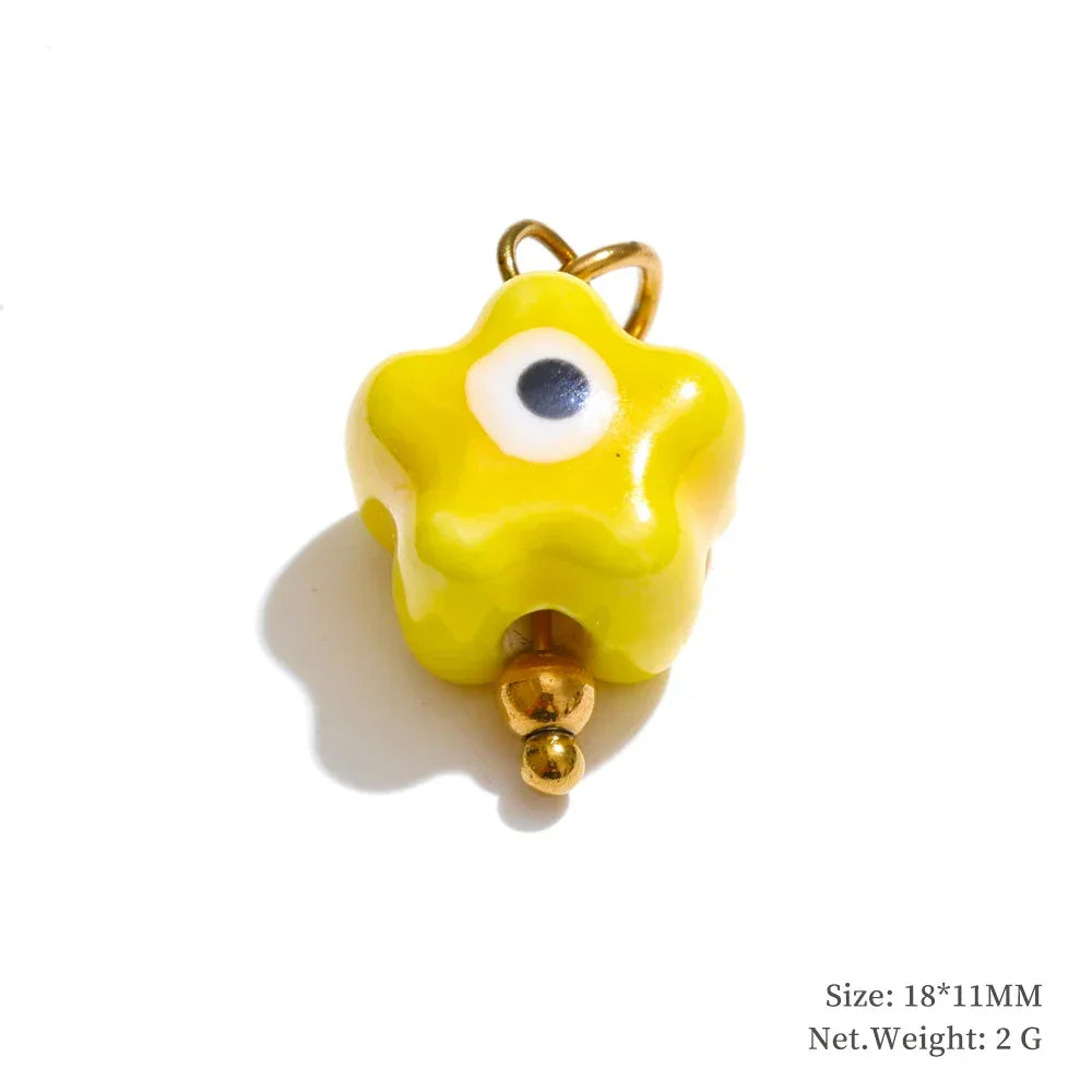 Cute Enamel Enamel Star Flower Cherry Strawberry DIY Accessories Charm Pendants for Necklace Bracelet Earrings Making