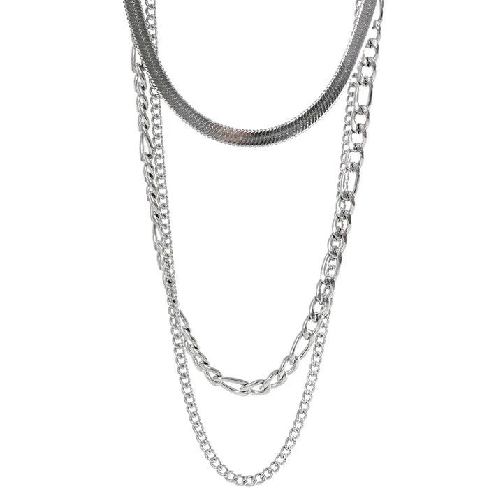 Two silver chain necklaces on a white background