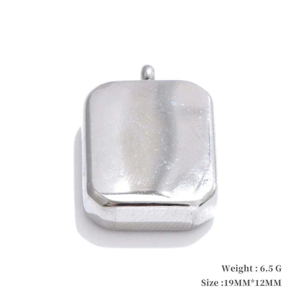 Smooth 316L Stainless Steel Metal Rectangle Waterproof Charm DIY Accessories Handmade Jewelry 18K PVD Plated