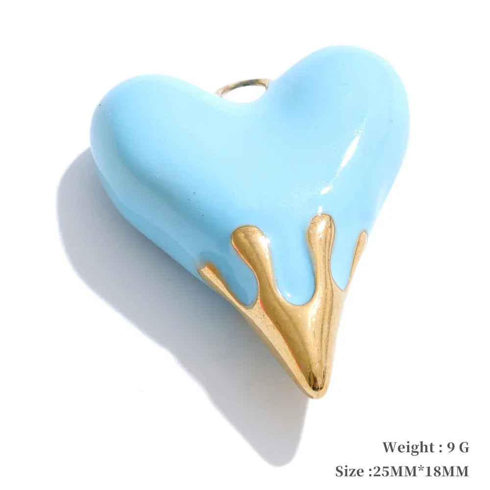 Colorful Enamel Heart Shell Stainless Steel Y2K DIY Making Accessories Handmade Jewelry Wholesale Waterproof