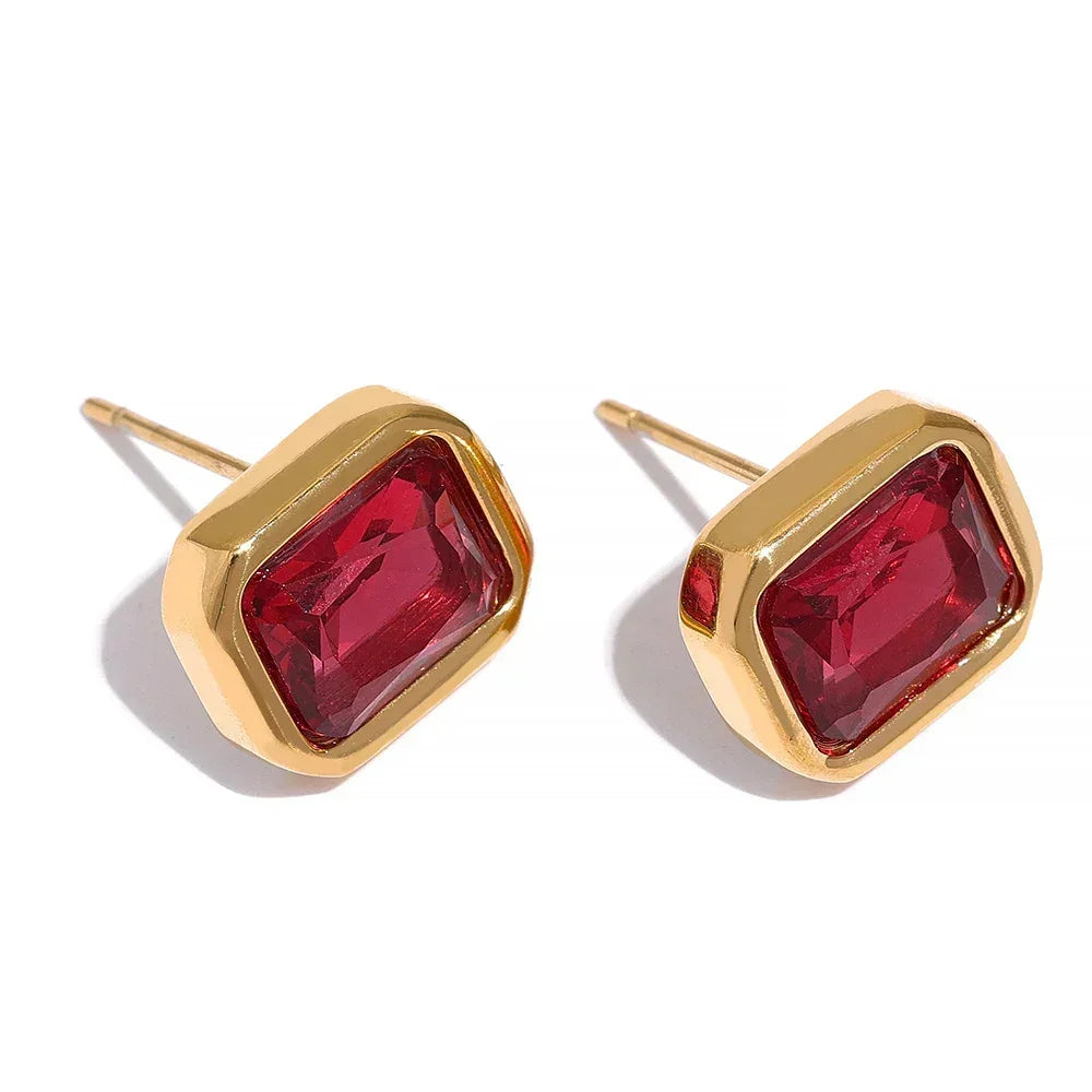 Emerald Elegance Square Studs - TM & Co. Jewels