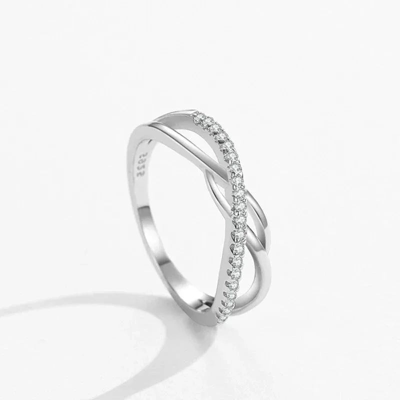 Graceful Crossline Sparkle Ring - TM & Co. Jewels