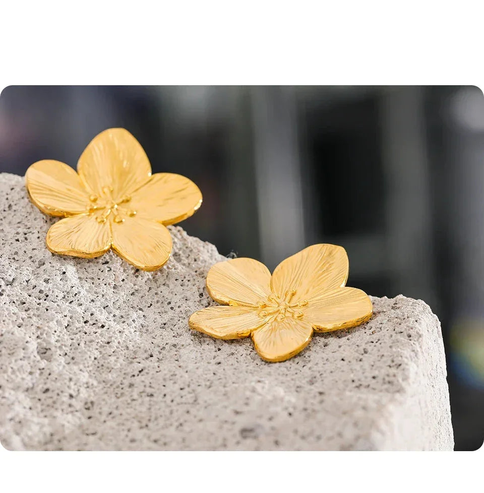 Golden Blossom Elegance Studs - TM & Co. Jewels