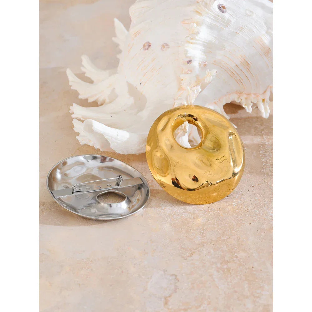 Yhpup 65 mm personalisierte Brosche aus Edelstahl, große runde Hammer-Brosche, wasserdicht, Unisex-Schmuckzubehör für Männer und Frauen