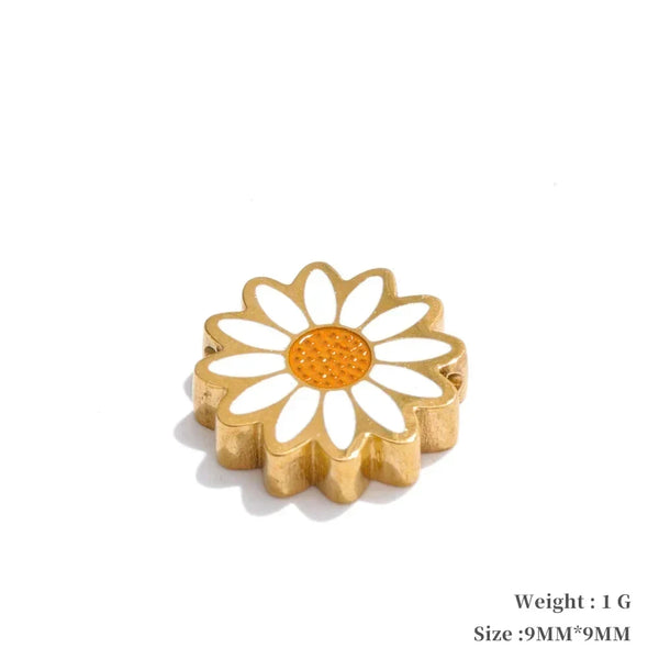 Gold flower-shaped object with a white center on a white background