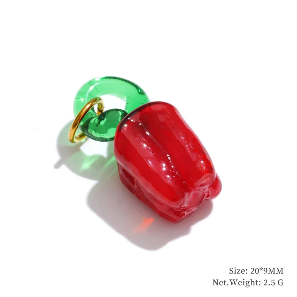 Cute Enamel Enamel Star Flower Cherry Strawberry DIY Accessories Charm Pendants for Necklace Bracelet Earrings Making