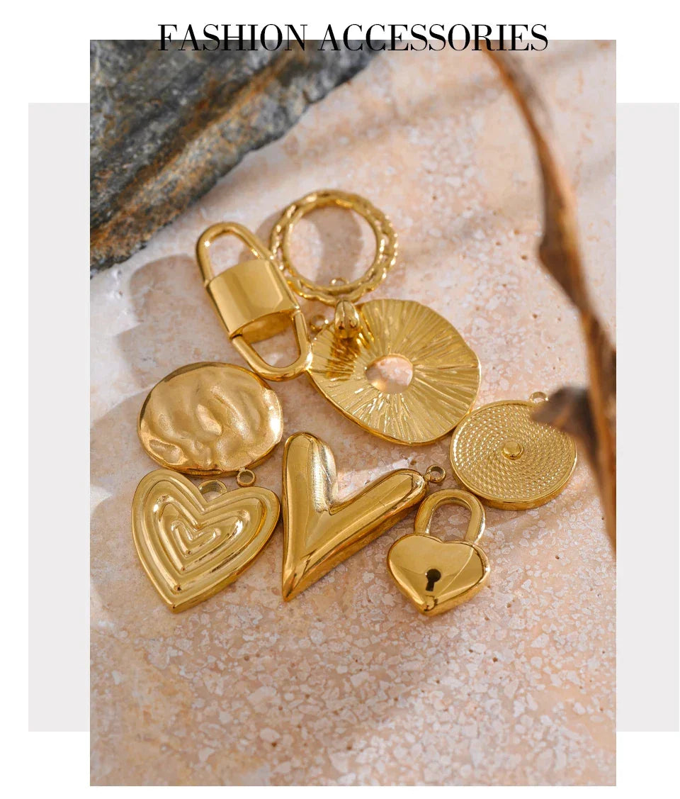 New Stainless Steel Heart Round Lock Charms Cast Pendants Accessories DIY Jewelry Making Necklace Bracelet Wholesale