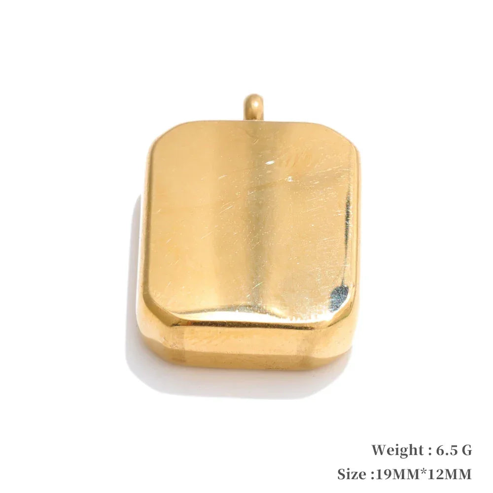Smooth 316L Stainless Steel Metal Rectangle Waterproof Charm DIY Accessories Handmade Jewelry 18K PVD Plated