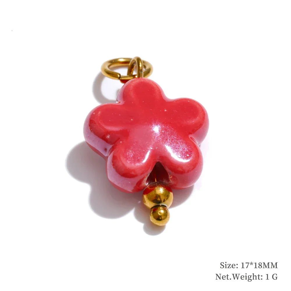 Cute Enamel Enamel Star Flower Cherry Strawberry DIY Accessories Charm Pendants for Necklace Bracelet Earrings Making