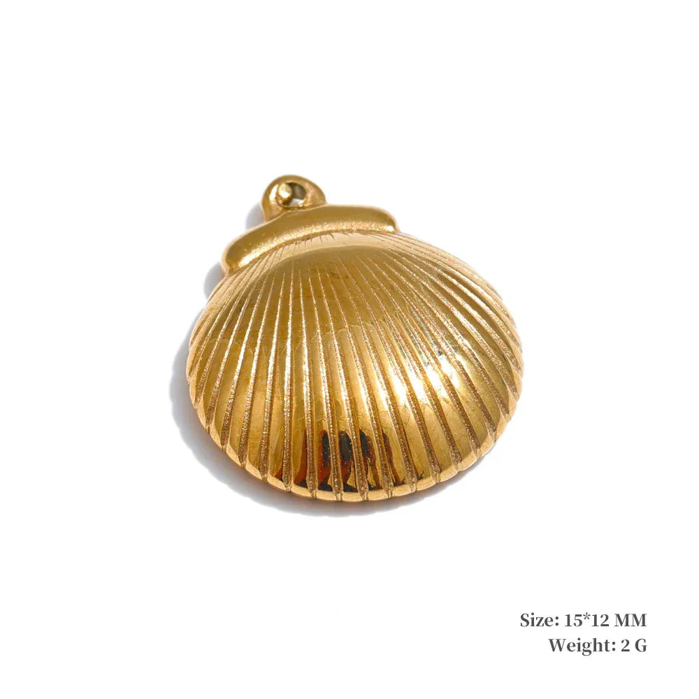 1PC 2024 Summer Ocean Shell Starfish Seahorse Conch Stainless Steel Pendant DIY Making Accessories Handmade Necklace Gift