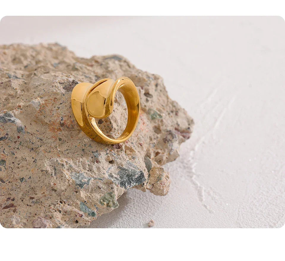 Golden Horizon Stainless Steel Statement Ring - TM & Co. Jewels