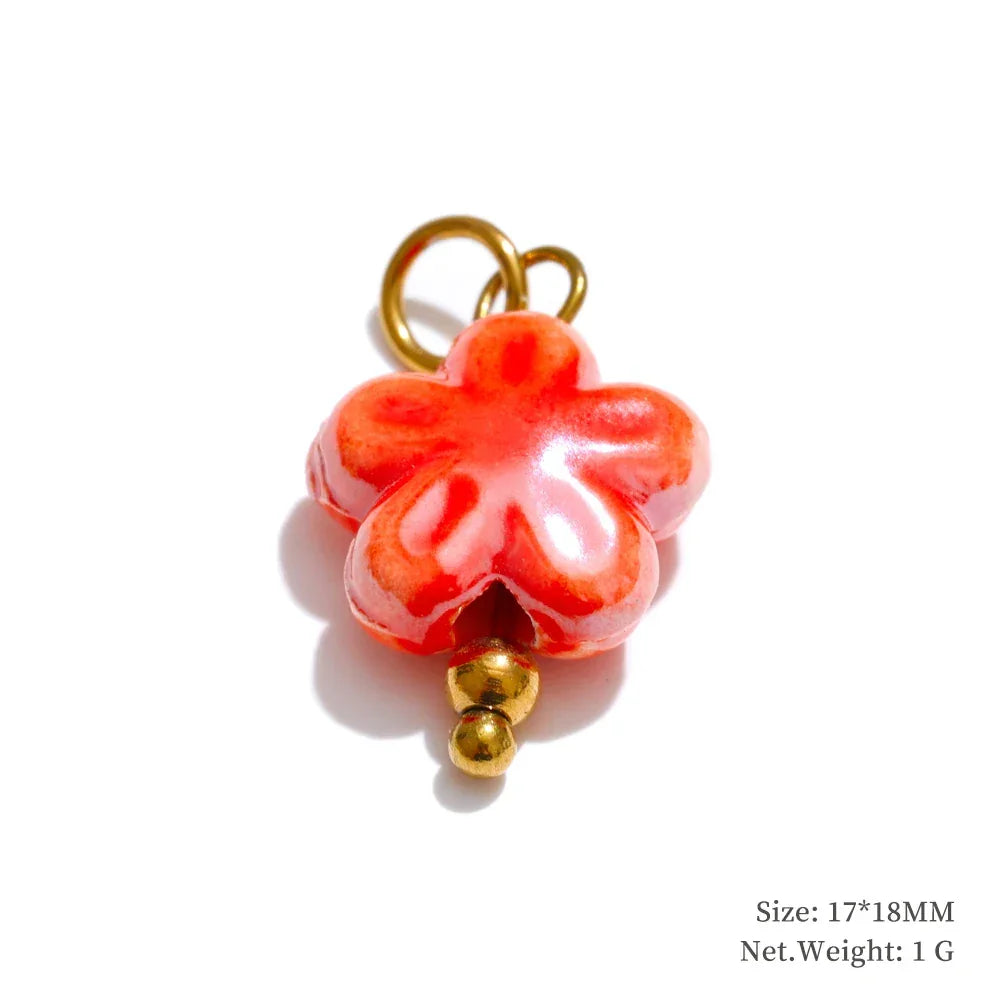 Cute Enamel Enamel Star Flower Cherry Strawberry DIY Accessories Charm Pendants for Necklace Bracelet Earrings Making