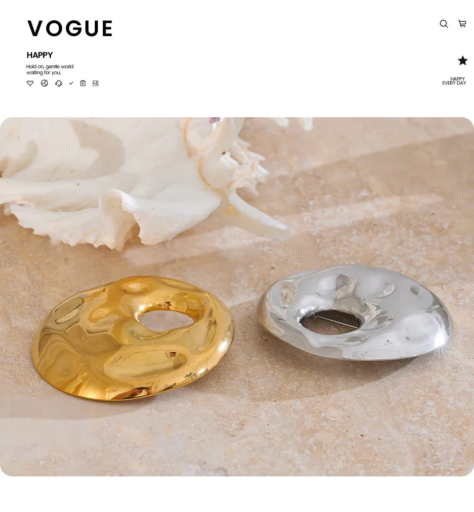 Yhpup 65 mm personalisierte Brosche aus Edelstahl, große runde Hammer-Brosche, wasserdicht, Unisex-Schmuckzubehör für Männer und Frauen