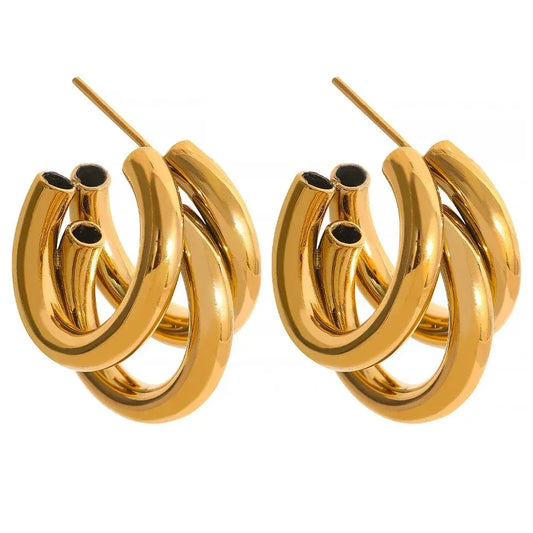 Metallic Statement Stud Earrings - TM & Co. Jewels