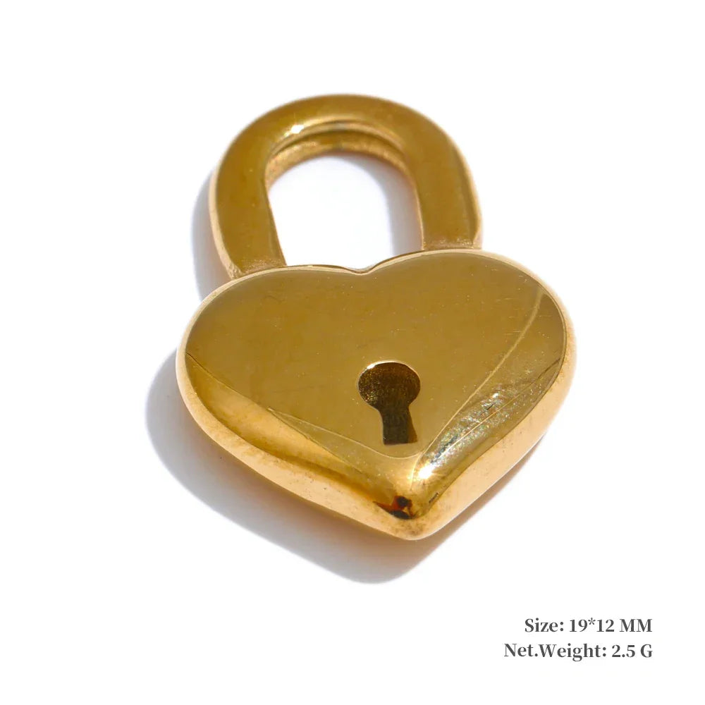 New Stainless Steel Heart Round Lock Charms Cast Pendants Accessories DIY Jewelry Making Necklace Bracelet Wholesale