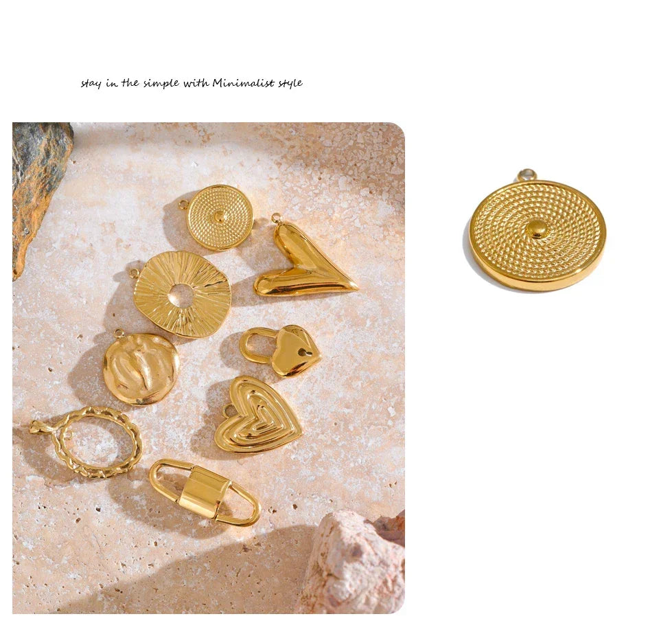 New Stainless Steel Heart Round Lock Charms Cast Pendants Accessories DIY Jewelry Making Necklace Bracelet Wholesale