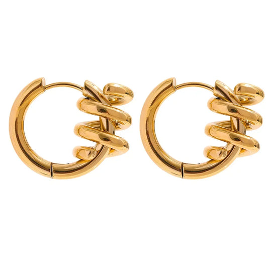 Twist Wave Gold Splash Earrings - TM & Co. Jewels