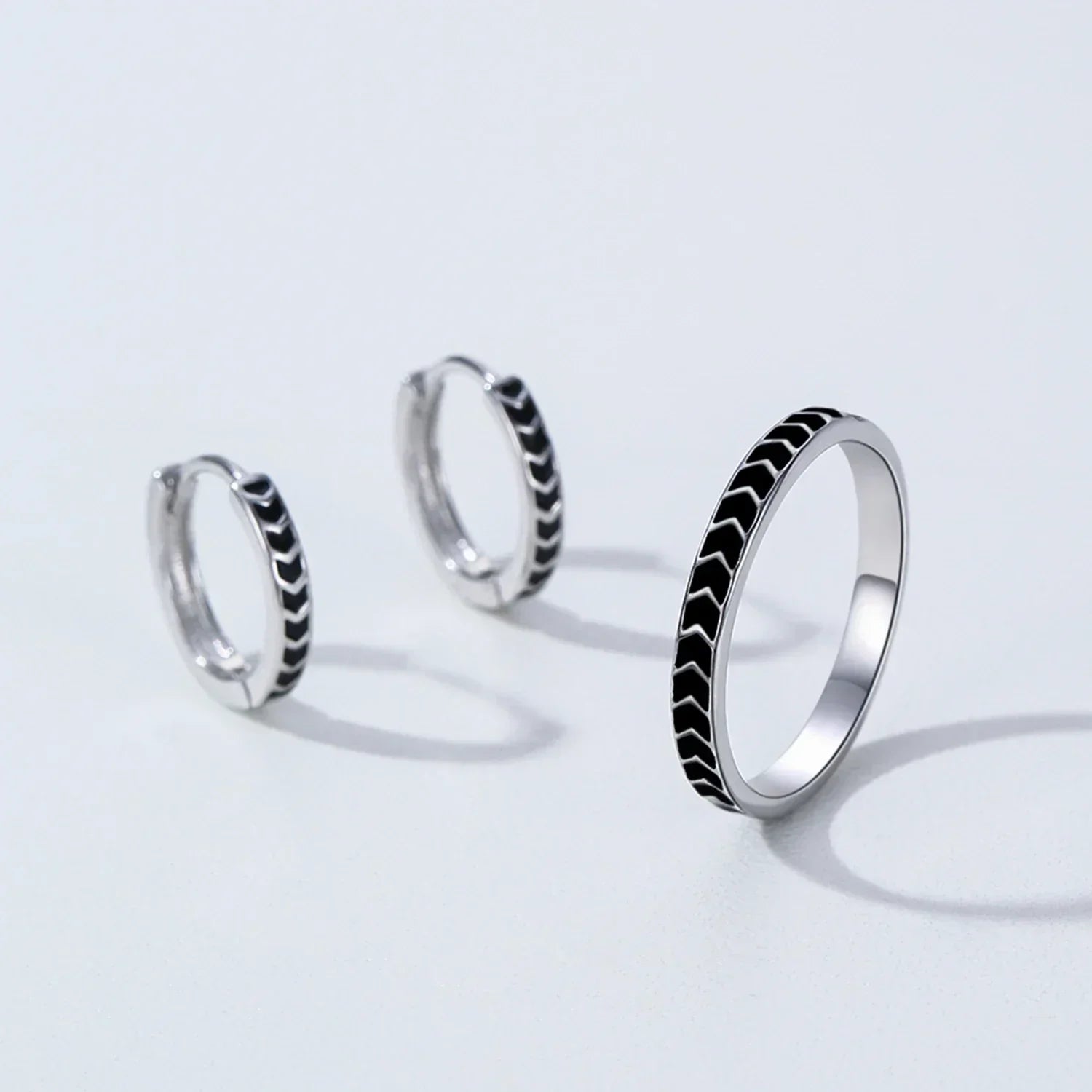 Edgy Enamel Silver Set - TM & Co. Jewels