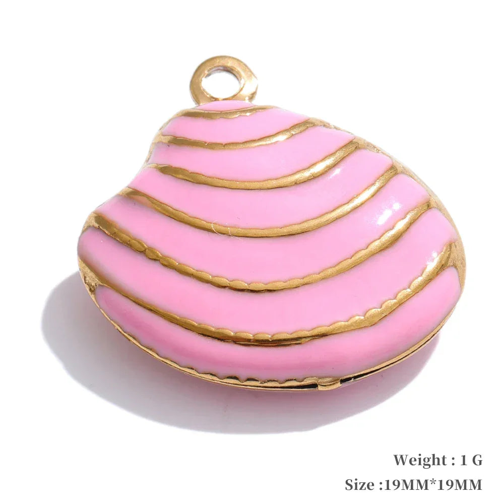 Colorful Enamel Heart Shell Stainless Steel Y2K DIY Making Accessories Handmade Jewelry Wholesale Waterproof