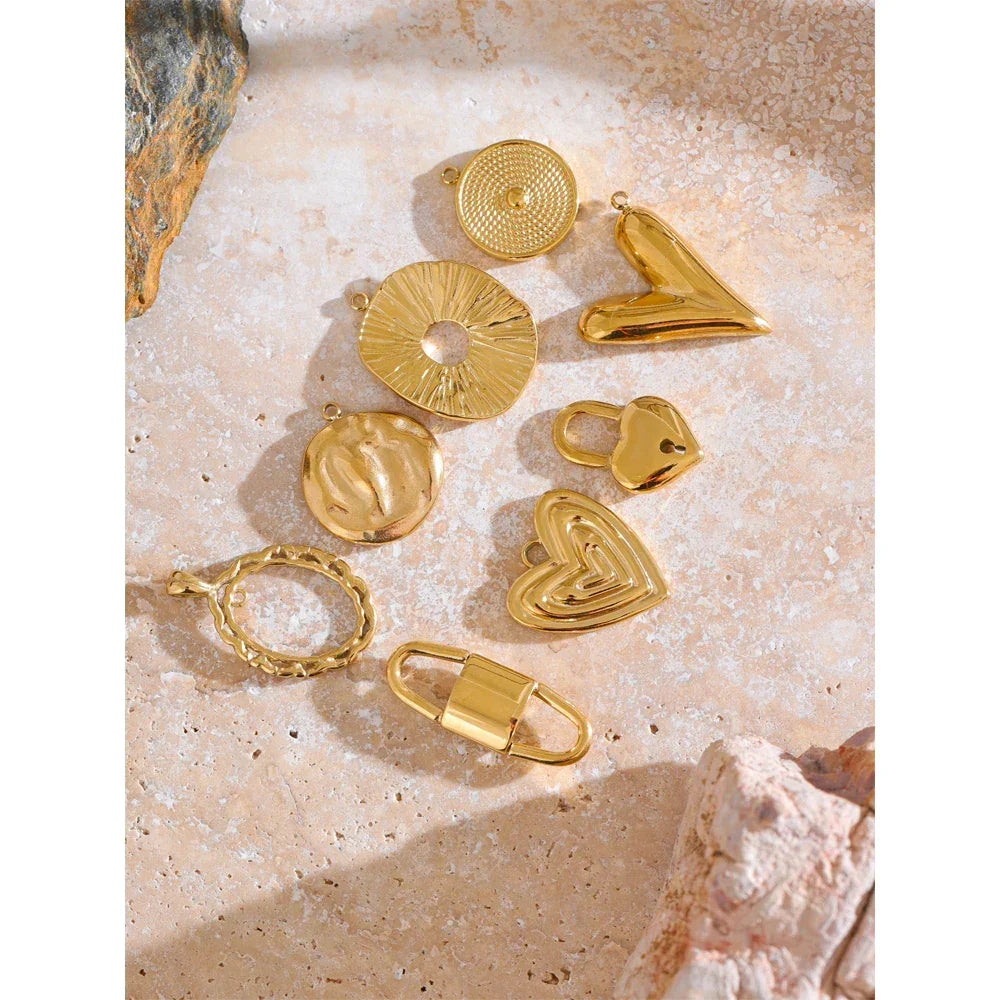 New Stainless Steel Heart Round Lock Charms Cast Pendants Accessories DIY Jewelry Making Necklace Bracelet Wholesale