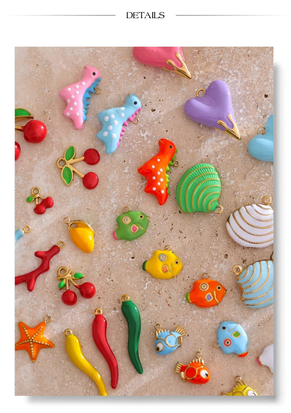 Colorful Enamel Heart Shell Stainless Steel Y2K DIY Making Accessories Handmade Jewelry Wholesale Waterproof